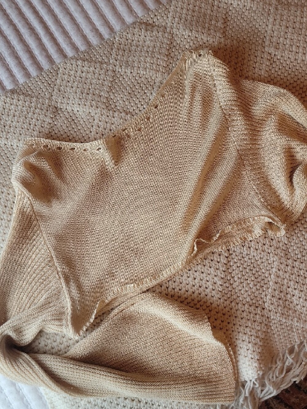 Cream Ribbed Cropped Boatneck Sweater - Picture 3 of 4